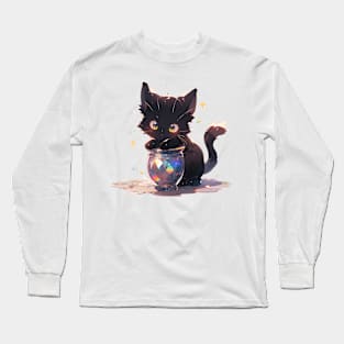 Black Cat and Magical Jar Long Sleeve T-Shirt